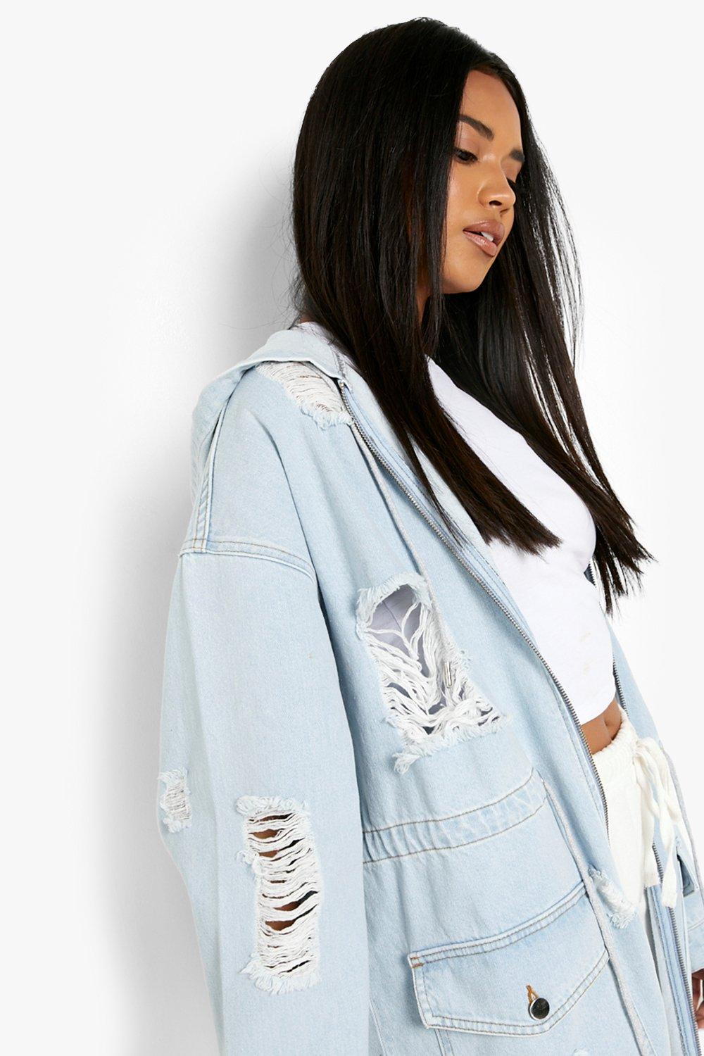 Missguided ripped outlet denim jacket